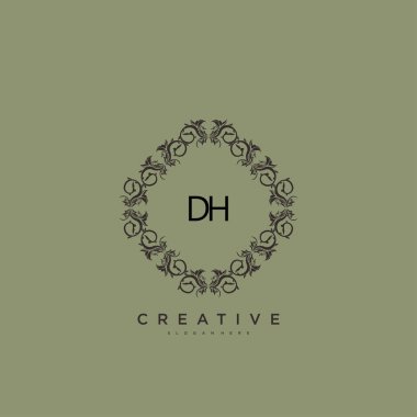 DH Güzellik Vektörü ilk logo sanatı, ilk imzadan oluşan el yazısı logosu, düğün, moda, mücevher, butik, çiçek ve botanik, herhangi bir şirket veya işletme için yaratıcı şablona sahip..