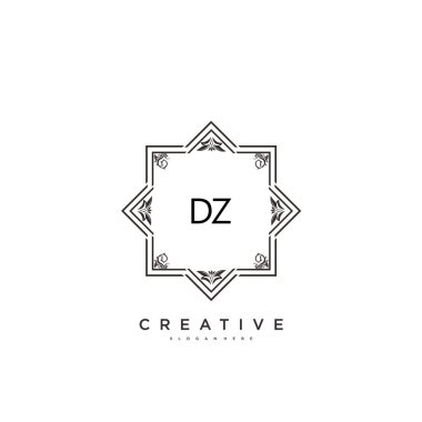 DZ ilk logo sanatı, ilk imzadan oluşan el yazısı logosu, düğün, moda, mücevher, butik, çiçek ve botanik, herhangi bir şirket veya işletme için yaratıcı şablona sahip..