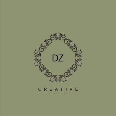 DZ ilk logo sanatı, ilk imzadan oluşan el yazısı logosu, düğün, moda, mücevher, butik, çiçek ve botanik, herhangi bir şirket veya işletme için yaratıcı şablona sahip..