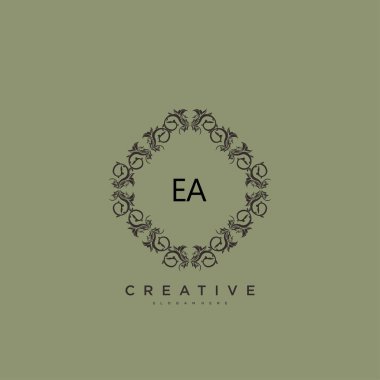 EA Güzellik vektörü başlangıç logosu, imzalı el yazısı logosu, düğün, moda, mücevher, butik, çiçek ve botanik, herhangi bir şirket veya işletme için yaratıcı şablona sahip..