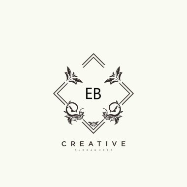 EB 'nin ilk logo sanatı, ilk imzadan oluşan el yazısı logosu, düğün, moda, mücevher, butik, çiçek ve botanik, herhangi bir şirket veya işletme için yaratıcı şablona sahip..