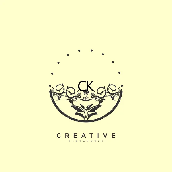 Ck美容ベクトル初期ロゴアート 任意の会社やビジネスのための創造的なテンプレートと初期署名 結婚式 ファッション ジュエリー ブティック 花や植物の手書きのロゴ — ストックベクタ