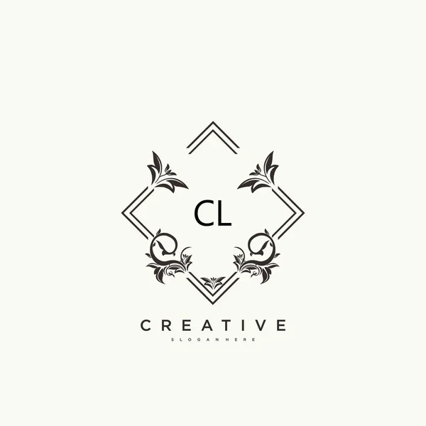 Cl美容ベクトル初期ロゴアート 任意の会社やビジネスのための創造的なテンプレートを持つ初期の署名 結婚式 ファッション ジュエリー ブティック 花や植物の手書きのロゴ — ストックベクタ
