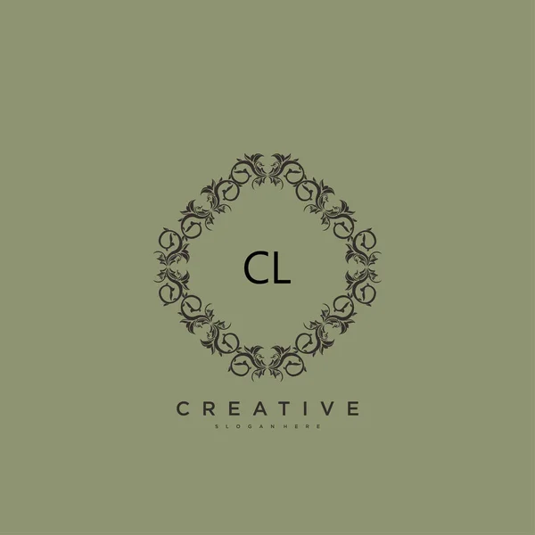 Cl美容ベクトル初期ロゴアート 任意の会社やビジネスのための創造的なテンプレートを持つ初期の署名 結婚式 ファッション ジュエリー ブティック 花や植物の手書きのロゴ — ストックベクタ