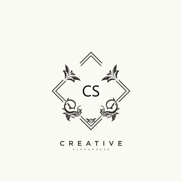 Cs美容ベクター初期ロゴアート 任意の会社やビジネスのための創造的なテンプレートと初期署名 結婚式 ファッション ジュエリー ブティック 花や植物の手書きのロゴ — ストックベクタ