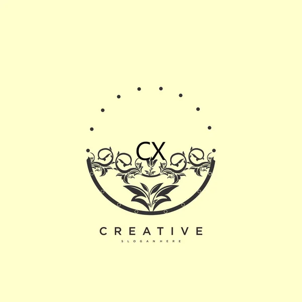 Cx美容ベクトル初期ロゴアート 任意の会社やビジネスのための創造的なテンプレートと初期署名 結婚式 ファッション ジュエリー ブティック 花や植物の手書きのロゴ — ストックベクタ