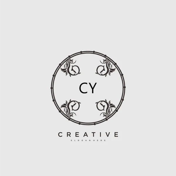 Cy美容ベクトル初期ロゴアート 任意の会社やビジネスのための創造的なテンプレートと初期署名 結婚式 ファッション ジュエリー ブティック 花や植物の手書きのロゴ — ストックベクタ