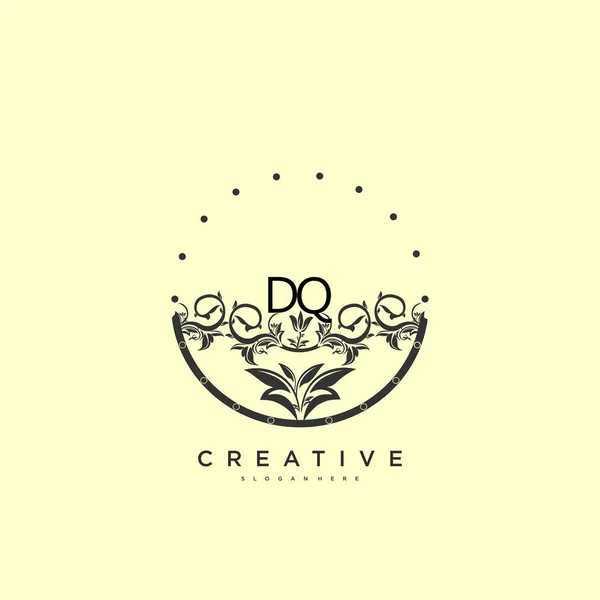 Dq美容ベクトル初期ロゴアート 任意の会社やビジネスのための創造的なテンプレートと初期署名 結婚式 ファッション ジュエリー ブティック 花や植物の手書きのロゴ — ストックベクタ