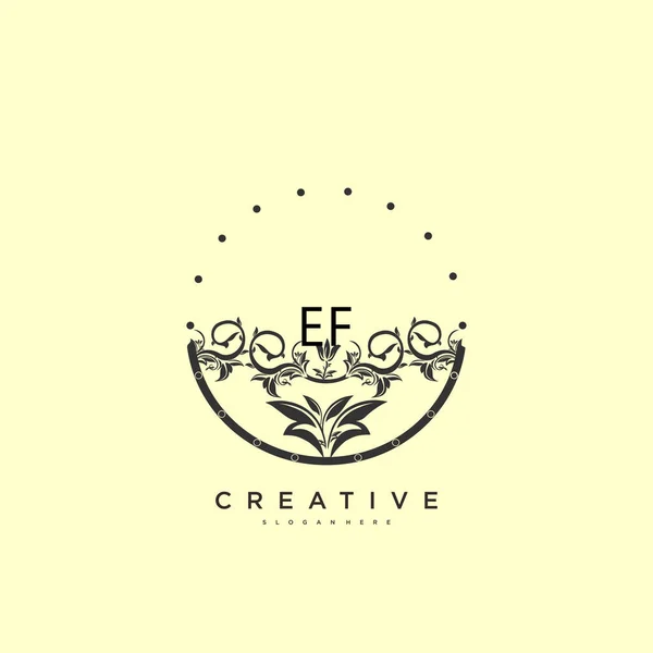 Efビューティーベクトル初期ロゴアート 任意の会社やビジネスのための創造的なテンプレートと初期署名 結婚式 ファッション ジュエリー ブティック 花や植物の手書きのロゴ — ストックベクタ