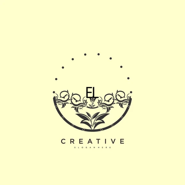 El美容ベクトル初期ロゴアート 任意の会社やビジネスのための創造的なテンプレートと初期署名 結婚式 ファッション ジュエリー ブティック 花や植物の手書きのロゴ — ストックベクタ