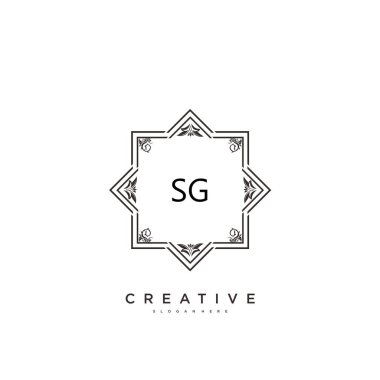 Herhangi bir şirket veya işletme için yaratıcı şablona sahip SGS Güzellik Vektörü ilk logosu, el yazısı sanat tasarımı, düğün, moda, mücevher, butik, çiçek ve botanik.