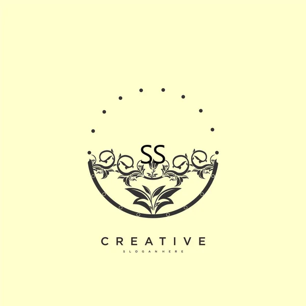 Ss美容ベクトル初期ロゴ 任意の会社やビジネスのための創造的なテンプレートと初期署名 結婚式 ファッション ジュエリー ブティック 花や植物の手書きのロゴアートデザイン — ストックベクタ