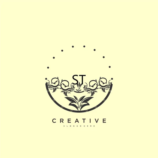 St美容ベクトル初期ロゴ 任意の会社やビジネスのための創造的なテンプレートを持つ初期署名の手書きのロゴアートデザイン 結婚式 ファッション ジュエリー ブティック 花や植物 — ストックベクタ