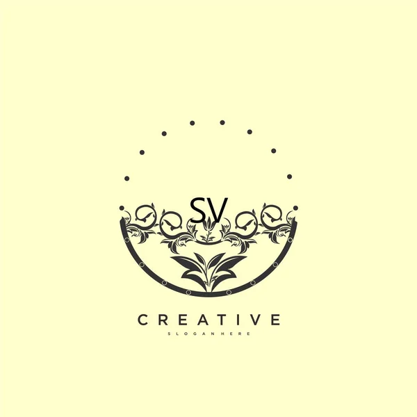 Sv美しさベクトル初期ロゴ 任意の会社やビジネスのための創造的なテンプレートと初期署名の手書きのロゴアートデザイン 結婚式 ファッション ジュエリー ブティック 花や植物 — ストックベクタ
