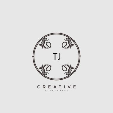 TJ güzellik vektörü ilk logosu, ilk imzanın el yazısı sanat tasarımı, düğün, moda, mücevher, butik, çiçek ve botanik, herhangi bir şirket veya işletme için yaratıcı şablona sahip..