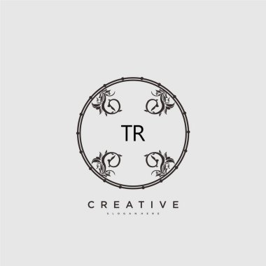 TR Güzellik Vektörü ilk logosu, ilk imzanın el yazısı sanat tasarımı, düğün, moda, mücevher, butik, çiçek ve botanik, herhangi bir şirket ya da işletme için yaratıcı şablona sahip..