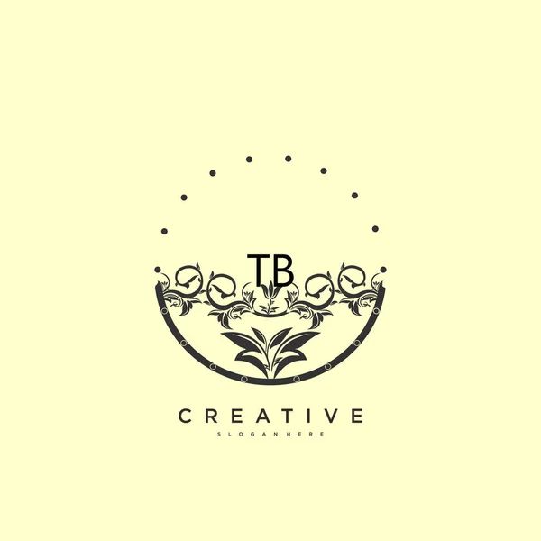 Tb美容ベクトル初期ロゴ 任意の会社やビジネスのための創造的なテンプレートを持つ最初の署名の手書きのロゴアートデザイン 結婚式 ファッション ジュエリー ブティック 花や植物 — ストックベクタ