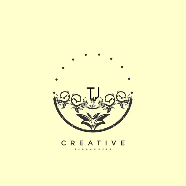 Beauty Vector Logo Inicial Diseño Arte Logotipo Escritura Mano Firma — Vector de stock