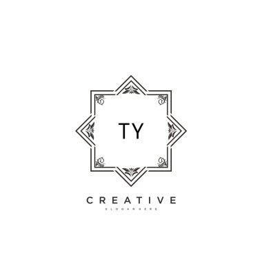 TY Beauty vektör ilk logo, el yazısı sanat tasarımı ilk imza, düğün, moda, mücevher, butik, çiçek ve botanik herhangi bir şirket veya işletme için yaratıcı şablon ile.