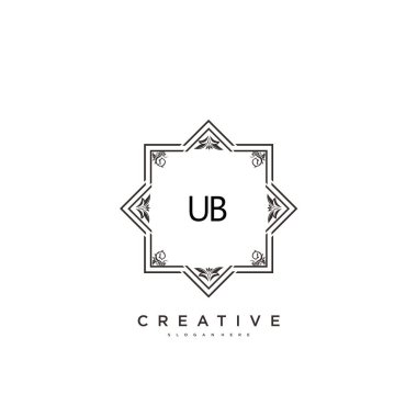 UB Güzellik vektörü ilk logosu, ilk imzanın el yazısı sanat tasarımı, düğün, moda, mücevher, butik, çiçek ve botanik, herhangi bir şirket ya da işletme için yaratıcı şablona sahip..