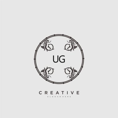 Herhangi bir şirket veya işletme için yaratıcı şablona sahip çirkin güzellik vektörü ilk logosu, el yazısı sanat tasarımı, düğün, moda, mücevher, butik, çiçek ve botanik..