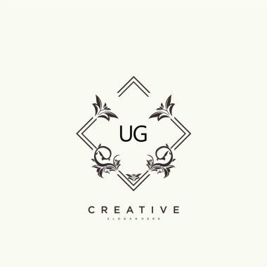 Herhangi bir şirket veya işletme için yaratıcı şablona sahip çirkin güzellik vektörü ilk logosu, el yazısı sanat tasarımı, düğün, moda, mücevher, butik, çiçek ve botanik..