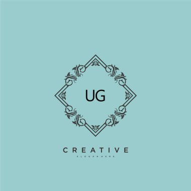 Herhangi bir şirket veya işletme için yaratıcı şablona sahip çirkin güzellik vektörü ilk logosu, el yazısı sanat tasarımı, düğün, moda, mücevher, butik, çiçek ve botanik..