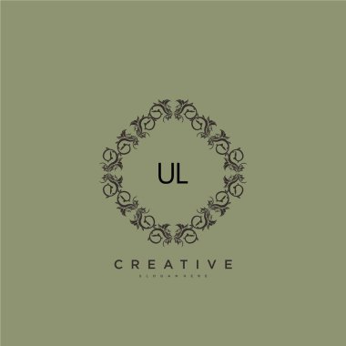 UL Güzellik vektörü ilk logosu, ilk imzanın el yazısı sanat tasarımı, düğün, moda, mücevher, butik, çiçek ve botanik, herhangi bir şirket veya işletme için yaratıcı şablona sahip..