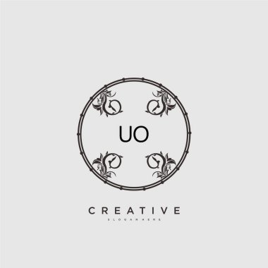 UO Güzellik vektörü ilk logosu, ilk imzanın el yazısı sanat tasarımı, düğün, moda, mücevher, butik, çiçek ve botanik, herhangi bir şirket veya işletme için yaratıcı şablona sahip..