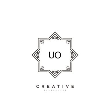 UO Güzellik vektörü ilk logosu, ilk imzanın el yazısı sanat tasarımı, düğün, moda, mücevher, butik, çiçek ve botanik, herhangi bir şirket veya işletme için yaratıcı şablona sahip..