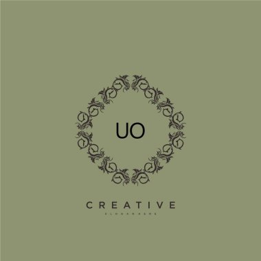 UO Güzellik vektörü ilk logosu, ilk imzanın el yazısı sanat tasarımı, düğün, moda, mücevher, butik, çiçek ve botanik, herhangi bir şirket veya işletme için yaratıcı şablona sahip..