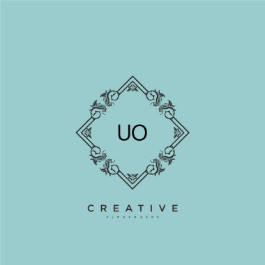 UO Güzellik vektörü ilk logosu, ilk imzanın el yazısı sanat tasarımı, düğün, moda, mücevher, butik, çiçek ve botanik, herhangi bir şirket veya işletme için yaratıcı şablona sahip..