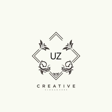 UZ güzellik vektörü ilk logosu, ilk imzanın el yazısı sanat tasarımı, düğün, moda, mücevher, butik, çiçek ve botanik, herhangi bir şirket veya işletme için yaratıcı şablona sahip..