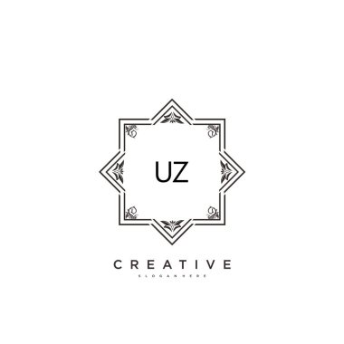 UZ güzellik vektörü ilk logosu, ilk imzanın el yazısı sanat tasarımı, düğün, moda, mücevher, butik, çiçek ve botanik, herhangi bir şirket veya işletme için yaratıcı şablona sahip..