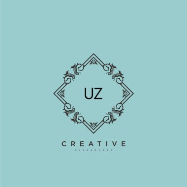 UZ güzellik vektörü ilk logosu, ilk imzanın el yazısı sanat tasarımı, düğün, moda, mücevher, butik, çiçek ve botanik, herhangi bir şirket veya işletme için yaratıcı şablona sahip..