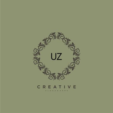 UZ güzellik vektörü ilk logosu, ilk imzanın el yazısı sanat tasarımı, düğün, moda, mücevher, butik, çiçek ve botanik, herhangi bir şirket veya işletme için yaratıcı şablona sahip..