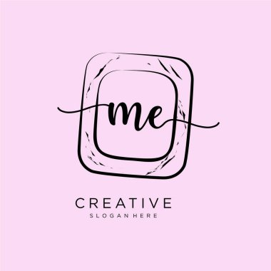 ME ilk el yazısı logo şablonu vektörü.