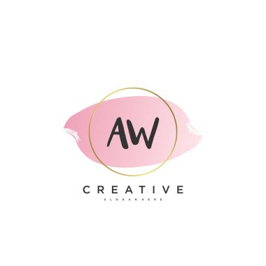 AW Beauty vector initial logo, handwriting logo art design of initial signature, wedding, fashion, jewerly, boutique, floral and botanical with creative template for any company or business.