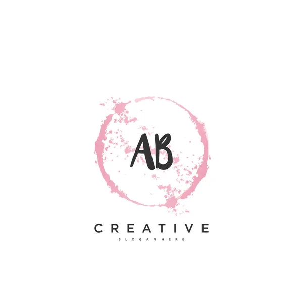 Ab美容ベクトル初期ロゴ 任意の会社やビジネスのための創造的なテンプレートを持つ初期の署名 結婚式 ファッション ジュエリー ブティック 花や植物の手書きのロゴアートデザイン — ストックベクタ