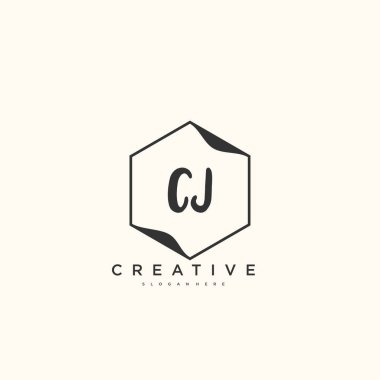 İlk imza, düğün, moda, mücevher, butik, çiçek ve botanik gibi yaratıcı şablona sahip CJ Beauty vektör ilk logo, el yazısı sanat tasarımı herhangi bir şirket veya işletme için yaratıcı şablon.