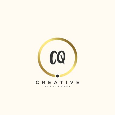 CQ Güzellik Vektörü ilk logosu, ilk imzanın el yazısı sanat tasarımı, düğün, moda, mücevher, butik, çiçek ve botanik, herhangi bir şirket veya işletme için yaratıcı şablona sahip..