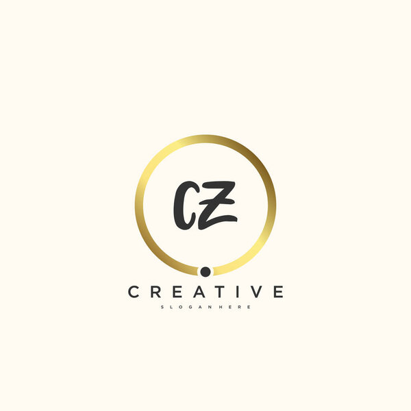 CZ Beauty vector initial logo, handwriting logo art design of initial signature, wedding, fashion, jewerly, boutique, floral and botanical with creative template for any company or business.