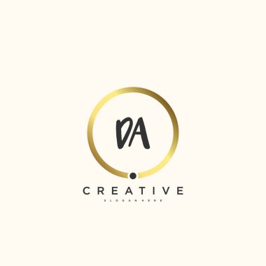 DA Güzellik Vektörü ilk logosu, ilk imzanın el yazısı sanat tasarımı, düğün, moda, mücevher, butik, çiçek ve botanik, herhangi bir şirket ya da işletme için yaratıcı şablona sahip..