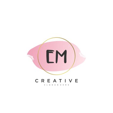 EM güzellik vektörü ilk logosu, ilk imzanın el yazısı sanat tasarımı, düğün, moda, mücevher, butik, çiçek ve botanik, herhangi bir şirket veya işletme için yaratıcı şablona sahip..