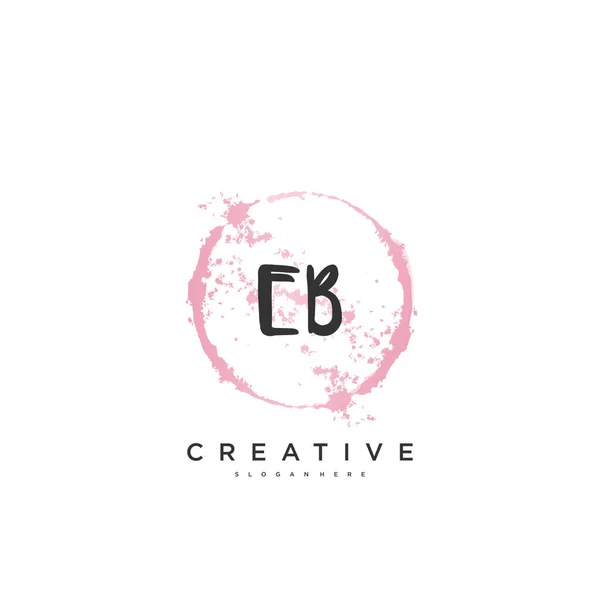 Eb美容ベクトル初期ロゴ 任意の会社やビジネスのための創造的なテンプレートと初期署名 結婚式 ファッション ジュエリー ブティック 花や植物の手書きのロゴアートデザイン — ストックベクタ