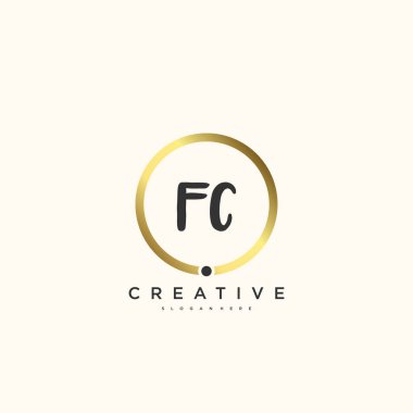 FC Güzellik Vektörü ilk logosu, ilk imzanın el yazısı sanat tasarımı, düğün, moda, mücevher, butik, çiçek ve botanik, herhangi bir şirket veya iş için yaratıcı şablona sahip..