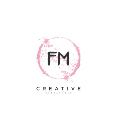 FM Güzellik Vektörü ilk logosu, ilk imzanın el yazısı sanat tasarımı, düğün, moda, mücevher, butik, çiçek ve botanik, herhangi bir şirket veya işletme için yaratıcı şablona sahip..