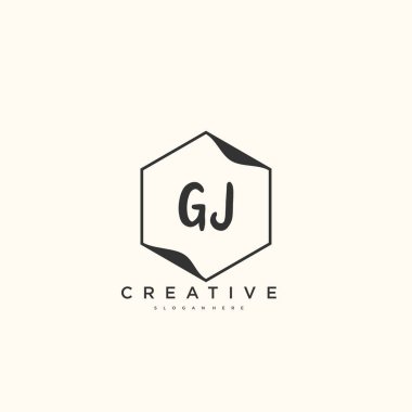 GJ güzellik vektörü ilk logosu, ilk imzanın el yazısı sanat tasarımı, düğün, moda, mücevher, butik, çiçek ve botanik, herhangi bir şirket veya işletme için yaratıcı şablona sahip..
