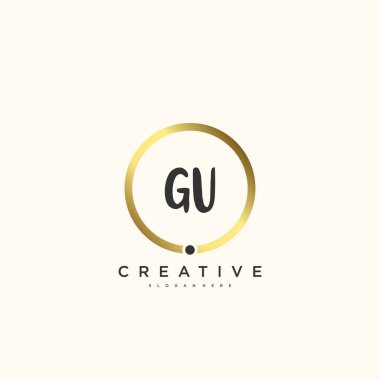 GU Güzellik vektörü ilk logosu, ilk imzanın el yazısı sanat tasarımı, düğün, moda, mücevher, butik, çiçek ve botanik, herhangi bir şirket veya işletme için yaratıcı şablona sahip..