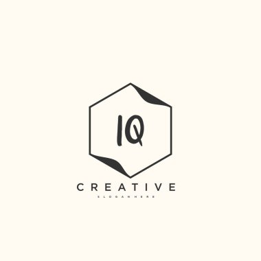 IQ güzellik vektörü başlangıç logosu, ilk imzanın el yazısı sanat tasarımı, düğün, moda, mücevher, butik, çiçek ve botanik, herhangi bir şirket ya da işletme için yaratıcı şablona sahip..